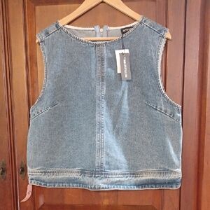 PrettyLittleThing Washed Blue Denim Tank Top